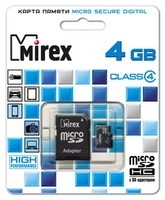 Mirex microSDHC 4Gb Class 4 + SD adapter (13613-ADTMSD04)